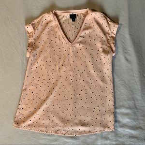 Worthington Pink and Black Polka Dot Blouse small